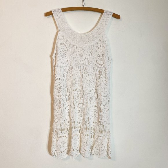 Kroshetta Tops - Gypsy Kroshetta by Papillon Crochet Ivory Crochet Tank Top Blouse Small Boho